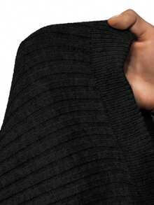 BamGleam 两件套女士秋冬拉链流苏高腰性感针织毛衣套装 - 黑色 - 查看 8