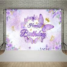 1 Fairy Princess Purple Butterfly With Crown Birthday Background Banner - Celebrations And Parties, Shower Photography Background, Home Decoration, Wall Decoration, Party Background Decoration, Party Decoration/Supplies/Gifts - Multicolor - View 5