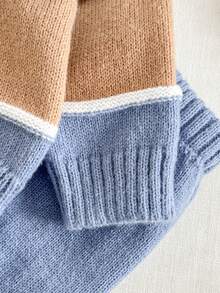 SHEIN 2件套幼儿男童条纹针织小熊刺绣可爱毛衣和裤子套装 - 藍白色 - 查看 5