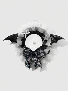 ROMWE Bộ 2 trâm cài áo nam châm phong cách Punk Gothic Y2K đen trắng viền ren, đầu lâu bạc và hoa hồng, thánh giá, cánh quỷ, nơ trang trí, kèm thánh giá hình mạng nhện có thể thay thế, chân gấu chấm bi, ghim cài móng mèo - Thích hợp cho cosplay, anime, trang phục hàng ngày, quà tặng ngày lễ - màu đen - Xem 13