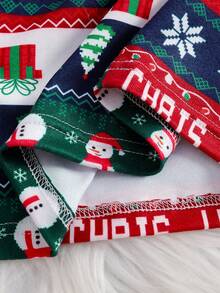 2 件男童海军蓝简约圣诞图案印花长袖舒适睡衣套装 - 寶藍色 - 查看 4