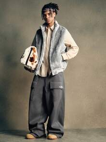 AXEPEAK Black & Gold Vest, Couple Matching Winter Jacket, New Thickened Sleeveless Casual Outerwear For Autumn/Winter - Grey - View 3