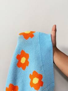 BamGleam Áo len nữ hai mảnh cardigan dệt kim dài nút trắng cam vàng họa tiết hoa áo vest nhỏ hở rốn ngắn thường ngày gợi cảm du lịch nghỉ dưỡng thường ngày tiệc tùng quần áo nữ xuân thu hè đông thu - Màu xanh lam - Xem 8