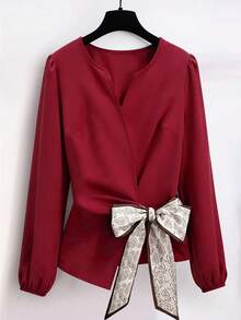 GlowEve Ladies Weave Casual Commuting Autumn Shirts - Red - View 1