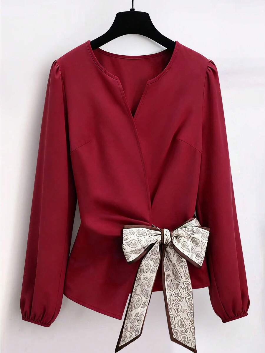 GlowEve Ladies Weave Casual Commuting Autumn Shirts - Red - View 1