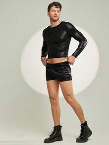 FeverCity Men's Crew Neck Long Sleeve Casual Fitted Short T-Shirt