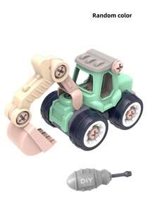 可拆卸工程车玩具 DIY 螺母组装积木套装，带滑道和挖掘功能，适合亲子互动，是圣诞节和生日送给孩子的礼物