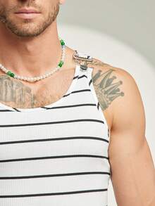 FeverCity Áo ba lỗ sọc đen trắng thời trang dạo phố dành cho nam - Nhiều màu - Xem 5