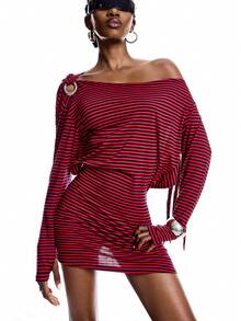 LYSMO Robe mini femme à rayures color-block