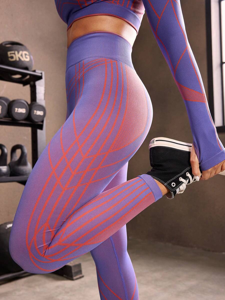 Powerista Women's Striped High Waist Casual Fitness Leggings - Multicolor - View 1