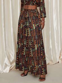 Eryvara Quần ống rộng họa tiết châu Phi thời trang dành cho nữ - Nhiều màu - Xem 4