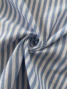 SHEIN Striped Long-Sleeved Casual Everyday Dress For Pregnant Women; Maternity Wear; Blue And White Striped Cotton Dress; Maternity Dress  Winter Dress Women  Winter Clothing Cotton Dresses Women Shirt Dress Long Sleeve Summer Dresses Blue And White Striped Dress Casual Dress - Blue and White - View 4