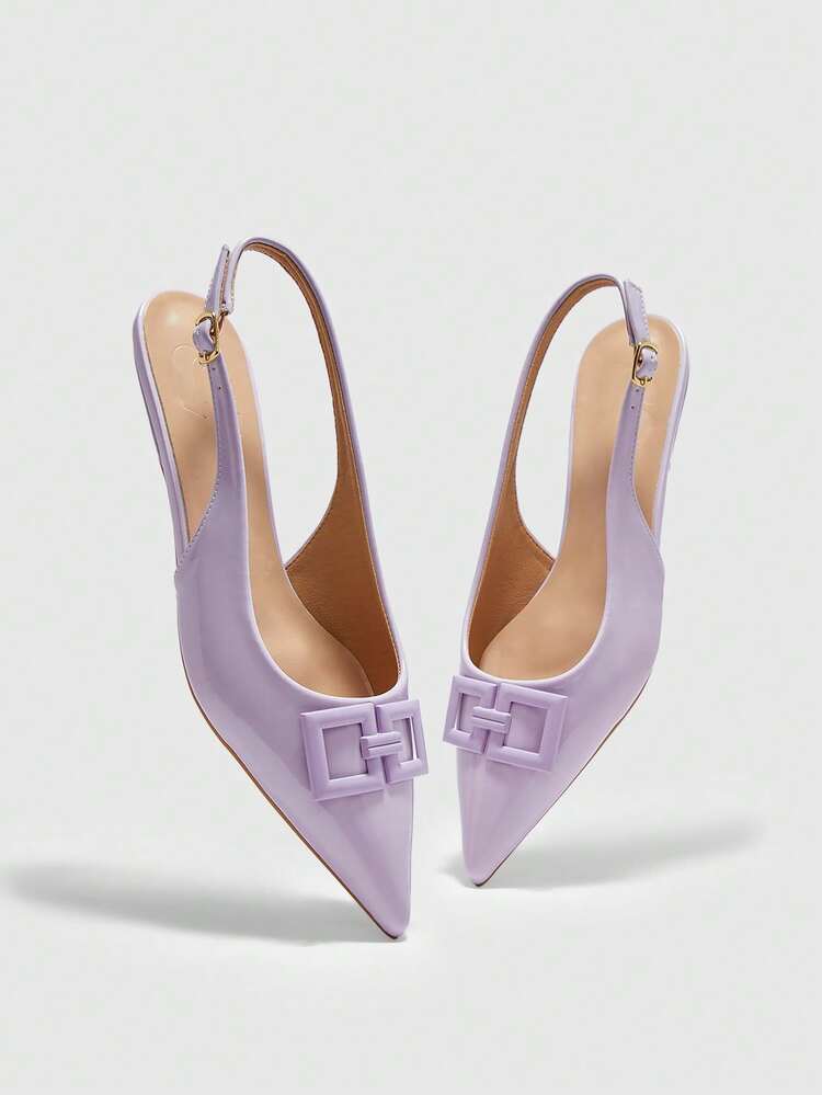 CUCCOO CHICEST Women's New Square Buckle Pointed Toe Low Heel Flat Casual Shoes, Burgundy Patent Leather Slip-On Flats, Comfortable For Work And Commute Elegant Shoes Wedding Shoes Summer Shoes Bride Shoes