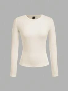 SHEIN EZwear 3 件套女士休闲紧身圆领长袖 T 恤套装，适合秋冬季 - 彩色 - 查看 8