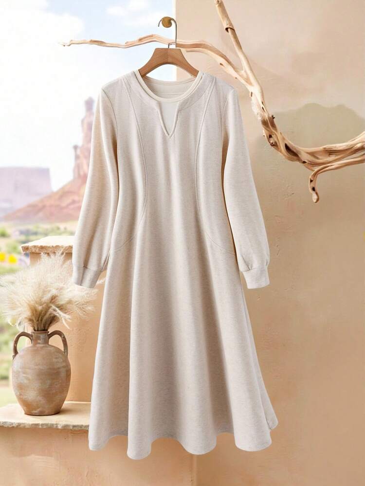 Women's Casual Solid Color Minimalist Long Dress One-Piece Dress Ladies Autumn Winter  Dress Women New Year Women Elegant Clothes For New Year Women Dresses Autumn Winter  Neutral Dresses For Women