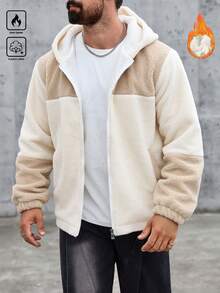 Manfinity CasualCool Men's Contrast Color Casual Hooded Long Sleeve Jacket Hoodie Jacket Zip Up Hoodie Mens Zip Up Jacket Fleece Hoodie Fleece Jacket Mens Street Wear Zip Up Men Hoodie Zip Up Old Money Daily Leisure, Weekend Trips, Outdoor Activities, Travel Expeditions, Relaxed Work Environments Or Semi-Formal Occasions,Boyfriend/Husband Gift, Anniversary Gift Christmas Outfits