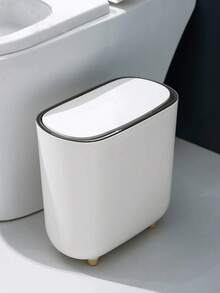 1pc Slim Garbage Can With Lid, Ideal For Bathroom & Narrow Spaces,Light Luxury Slit Trash Can,Kitchen,Bathroom,Home,Household Supplies