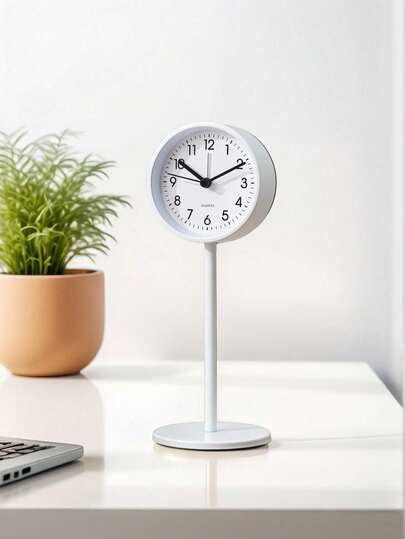 1pc Black Minimalist Metal Bedside Alarm Clock, Decorative For Bedroom, Office, Living Room, Silent Operation, Won't Disturb Rest Or Reading, Suitable For Dorm, Back To School, Home Decor, Study Supplies