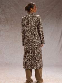 SHEIN Glamour 女式复古豹纹长款休闲夹克，秋冬豹纹休闲外套，适合日常穿着 - 彩色 - 查看 2