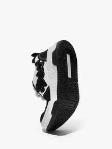 JNSQ Year-Round Fashionable Cool Kids Canvas Casual Sneakers Sport Shoes - Black and White - View 4