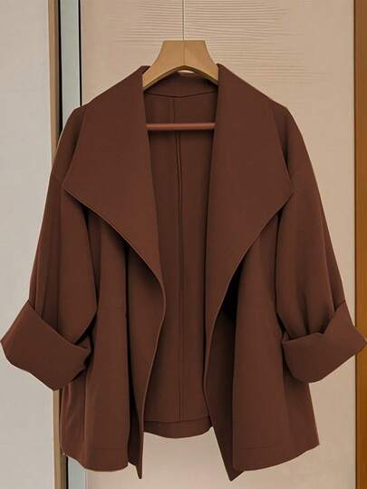 Franclia Veste courte décontractée pour femmes, design unique, style rétro, col châle, sans bouton, coupe-vent léger pour les déplacements et les loisirs, toutes saisons