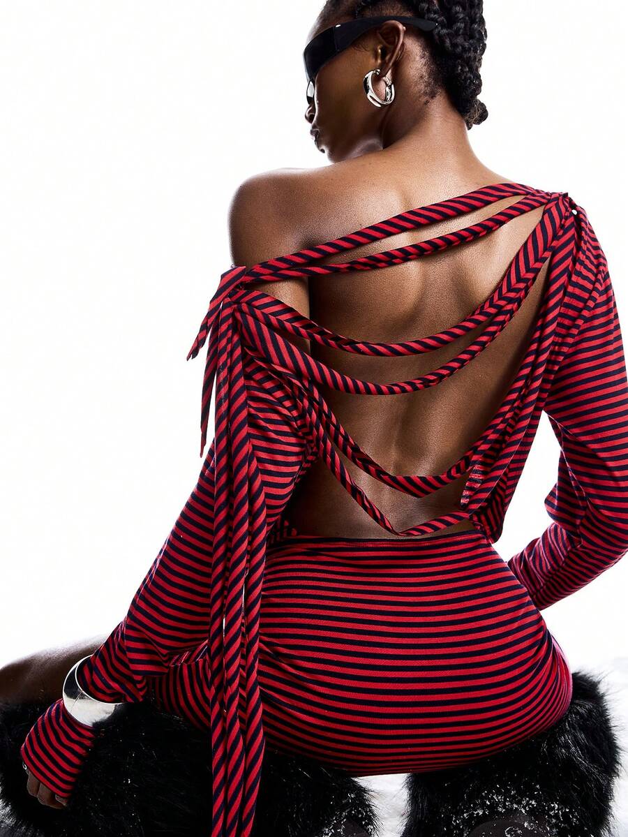 LYSMO Robe mini femme à rayures color-block