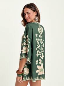 CAJUNI Kimono da donna con stampa floreale, casual e ampio, ideale per vacanze