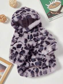 PETSIN 1件宠物豹纹连帽卫衣，保暖时尚，适合狗狗，秋冬季穿着 - 彩色 - 查看 2