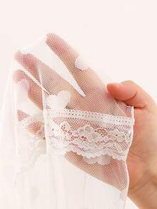 DelicateAllure Women's Sheer Bowknot Decor Mesh Heart Sexy Camisole Nightgown Sexy Sleep Dress Sheer Nightgown - White - View 8