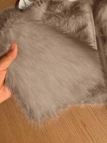 SHEIN Privé 秋冬大码女式仿皮草无领夹克 - 卡其色 - 查看 4