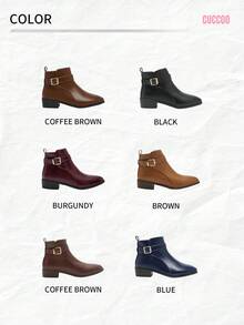 CUCCOO BIZCHIC Giày bốt ngắn đế dày chống trượt mũi tròn kiểu Âu Mỹ cổ điển mới cho nữ, Giày bốt Chelsea màu nâu, Giày bốt cổ ngắn - màu nâu - Xem 13