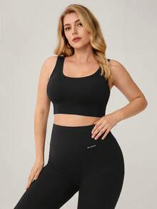 Auralis Athleisure Damen Große Größen einfarbiger High Support Schwarz Sport-BH, Schwarzer BH, Damen Sportbekleidung für alle Jahreszeiten - Schwarz - Übersicht 4