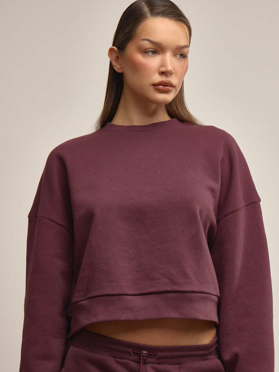 Oversized Boxy Fit Sweatshirt Tracksuit Top Only Elegant Winter Cute Casual