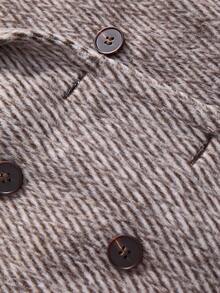 Ellevyn 女式人字形翻领长袖双排扣休闲大衣，秋冬 - 彩色 - 查看 4