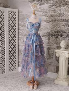 SHEIN MOD 浪漫花卉印花法式连衣裙，非常适合正式派对 - 彩色 - 查看 5