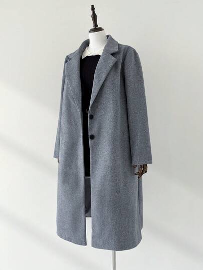 Auralis Plus Size Women's Autumn And Winter Fashion Casual Loose Comfortable Daily Classic Basic Versatile Gray Coat,Winter Coats,Fall Outfits,Simple Style