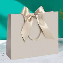 1/5pcs-Landscape-Style Kraft Paper Gift Bags, Shopping Bags, Packaging Bags With Handles, Bow-Decorated Handbags, Trick Or Treat, Halloween, White Large-Capacity Paper Bags, Halloween, Thanksgiving, Christmas, New Year, Wedding, Birthday Gift Packaging Bags - Multicolor - View 11