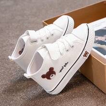 Zapatos de lona para niños, zapatos de caña alta para niños, nuevo estilo, zapatos para niñas, primavera y otoño, estilo coreano, zapatos de suela suave para niños. - Blanco - Ver 13
