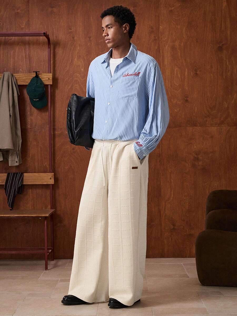 SWAVVY Men's Casual Loose Drawstring Waist Sweatpants With Patch Pockets - Apricot - View 1