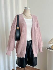 Celisse Women's Casual Solid Color Ribbed Knit Cardigan, Autumn/Winter