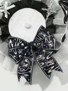 ROMWE Bộ 2 trâm cài áo nam châm phong cách Punk Gothic Y2K đen trắng viền ren, đầu lâu bạc và hoa hồng, thánh giá, cánh quỷ, nơ trang trí, kèm thánh giá hình mạng nhện có thể thay thế, chân gấu chấm bi, ghim cài móng mèo - Thích hợp cho cosplay, anime, trang phục hàng ngày, quà tặng ngày lễ - màu đen - Xem 14