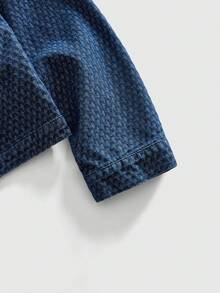 ROMWE MEN Men's Solid Color Zipper Pocket Casual Versatile Denim Jacket - Blue - View 5