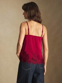 BizChic 2025 Nuova Blusa Asimmetrica in Raso con Patchwork in Pizzo e Spalline Regolabili, Elegante e Chic per Ufficio, Versatile per Occasioni Formali, Feste, Spiaggia, Matrimoni e Vacanze