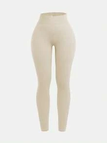 SHEIN 3 paquetes de leggings sin costuras acanalados para niñas preadolescentes - Pantalones de yoga de control de barriga de cintura alta sin transparencia para entrenamiento, atletismo, running, ciclismo, yoga, pickleball, ejercicio y uso casual - Multicolor - Ver 5