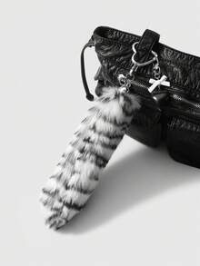 ROMWE Grunge Punk 1 chiếc nơ Acrylic cổ điển sang trọng, hình trái tim, móc khóa đuôi báo bằng vải nhung DIY, quà tặng thời trang chất lượng cao dành cho phụ nữ, bé gái, trang phục hàng ngày, ngày lễ - Đen trắng - 38 - Xem 5