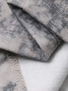 Dazy Plus Asymmetrische Batik-Elastikbund Kordelzug Loose Street Style Große Größen Frauen Plissee Lang Jogginghose - Grau - Übersicht 3