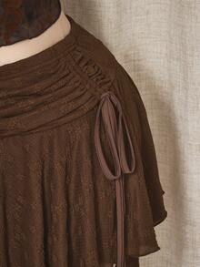 SHEIN ICON 大码女式波西米亚风格棕色纹理针织不对称迷你裙 - 棕色 - 查看 5