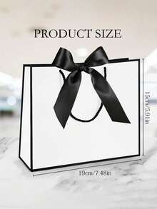 1/5pcs-Landscape-Style Kraft Paper Gift Bags, Shopping Bags, Packaging Bags With Handles, Bow-Decorated Handbags, Trick Or Treat, Halloween, White Large-Capacity Paper Bags, Halloween, Thanksgiving, Christmas, New Year, Wedding, Birthday Gift Packaging Bags - Multicolor - View 18