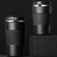 Zazumi 双层不锈钢防烫咖啡杯，保温杯，饮水杯，办公杯，学生杯 - 黑色 - 查看 7