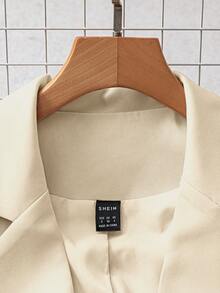 Franclia 女式卡其色修身西装外套，高端通勤都市套装，秋冬 - 杏色 - 查看 6